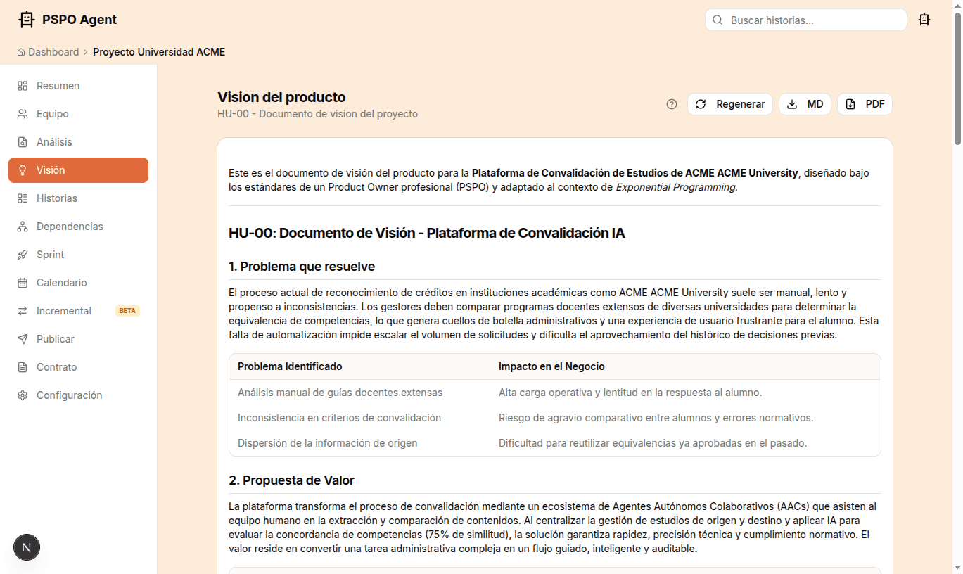 Documento de vision del producto con problema, propuesta y usuarios